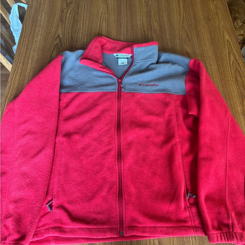 Columbia Red and Gray Fleece Jacket